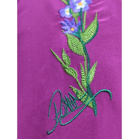 Vintage Donna Dewberry Womens M Silk Embroidered Top Fuchsia QVC New Roomy Fit - Picture 4 of 11